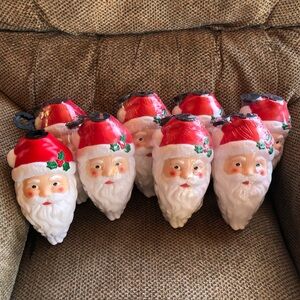 Vintage Empire Santa Face Blow Mold light toppers Sealed NWT 1995 Set of 8 ❤️